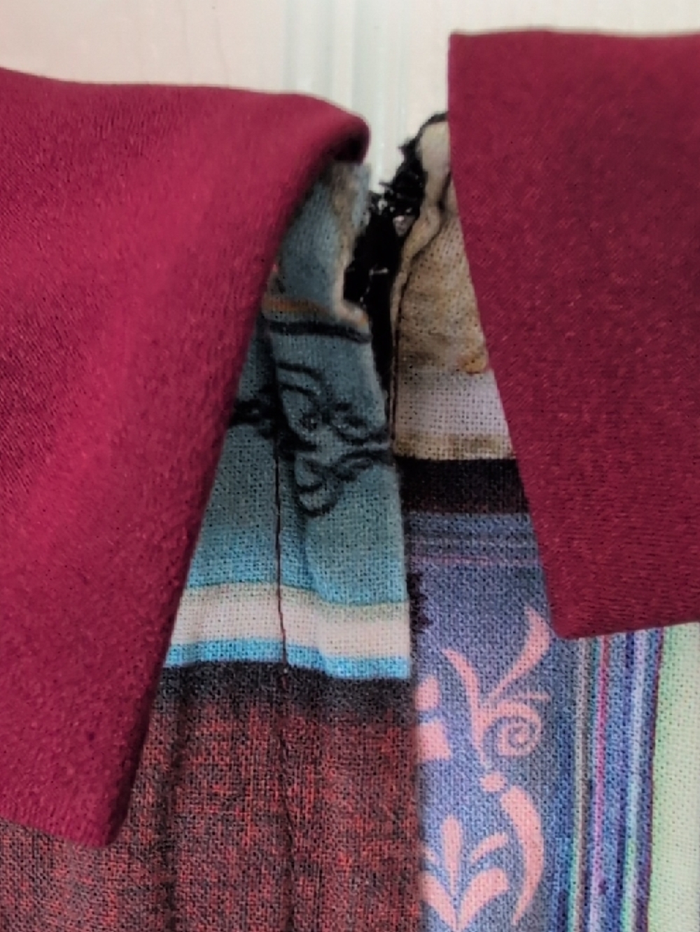 ModCloth Vintage 100% Cotton Burgundy Patchwork Print Dress - Picture 8 of 16